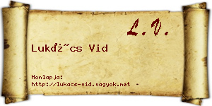 Lukács Vid névjegykártya